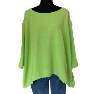 Oh My Gauze Green Cotton Oversize Top with Cut Out Sleeve - Size 3 XXL